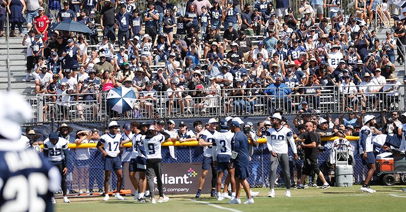 Fans enjoying an open practice session at the Dallas Cowboys Training Camp in Oxnard.