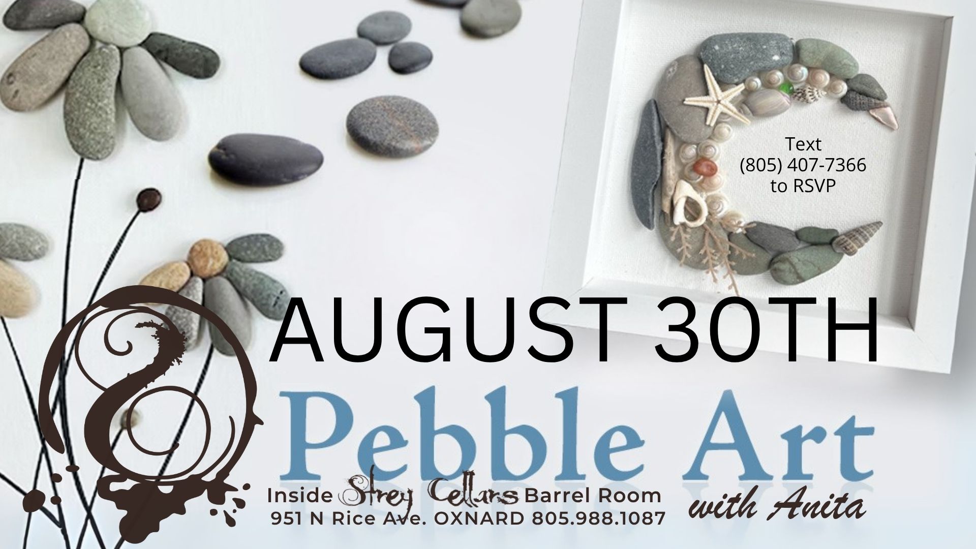 Participants dive into the world of pebble art, crafting unique masterpieces at the welcoming Strey Cellars in Oxnard.