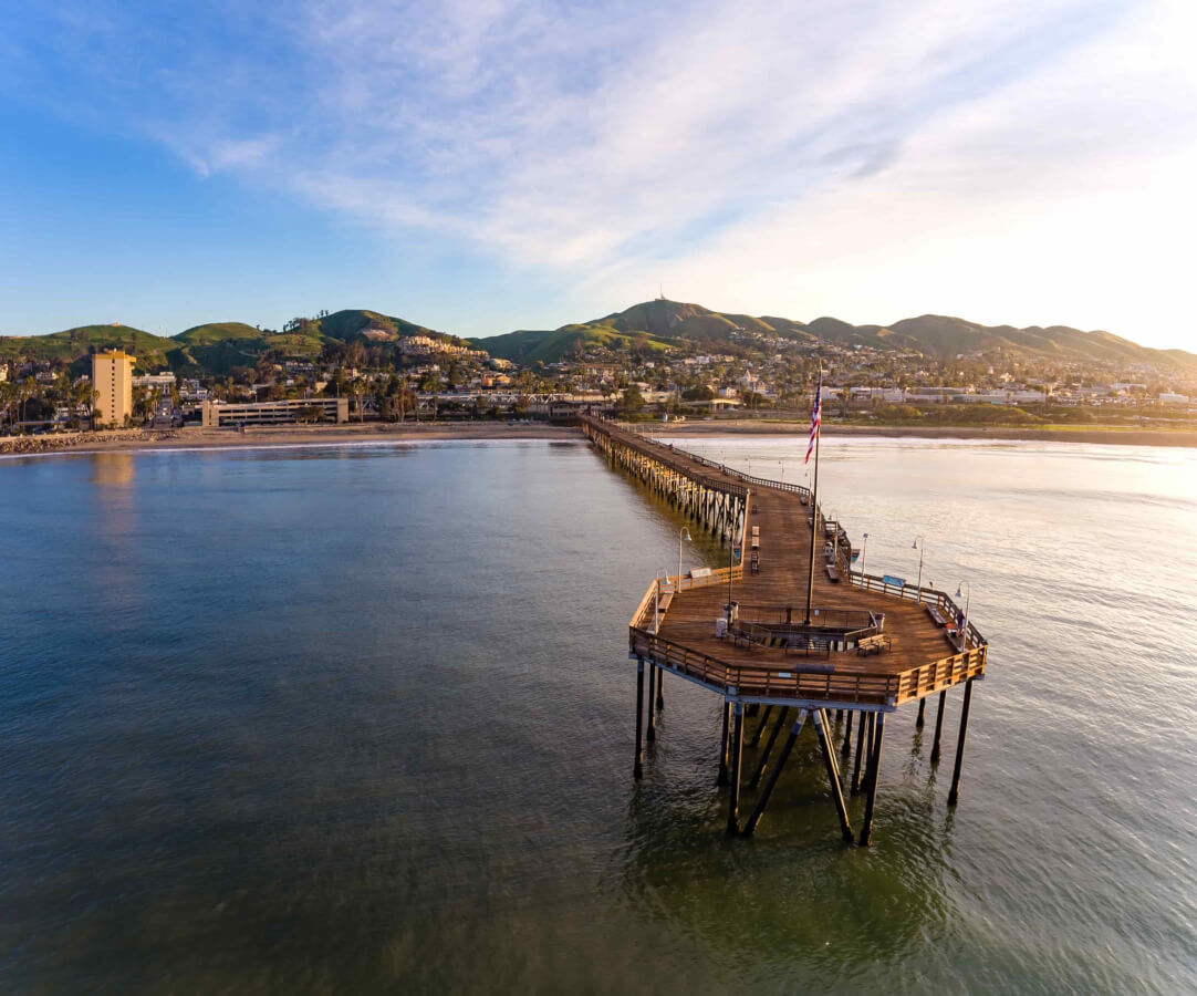 The Ventura Pier offers stunning panoramic views, ideal for observing the vibrant hues of a sunset.